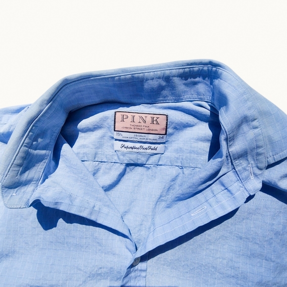 Thomas Pink Mens‎ Light Blue Long Sleeve Button Down Dress Shirt - Picture 6 of 12